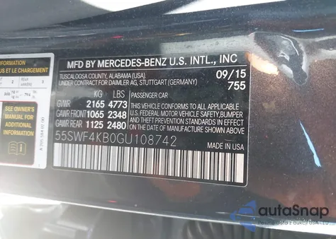 2016 Mercedes-Benz C 300 Luxury 4Matic from USA, damaged, VIN 55SWF4KB0GU108742